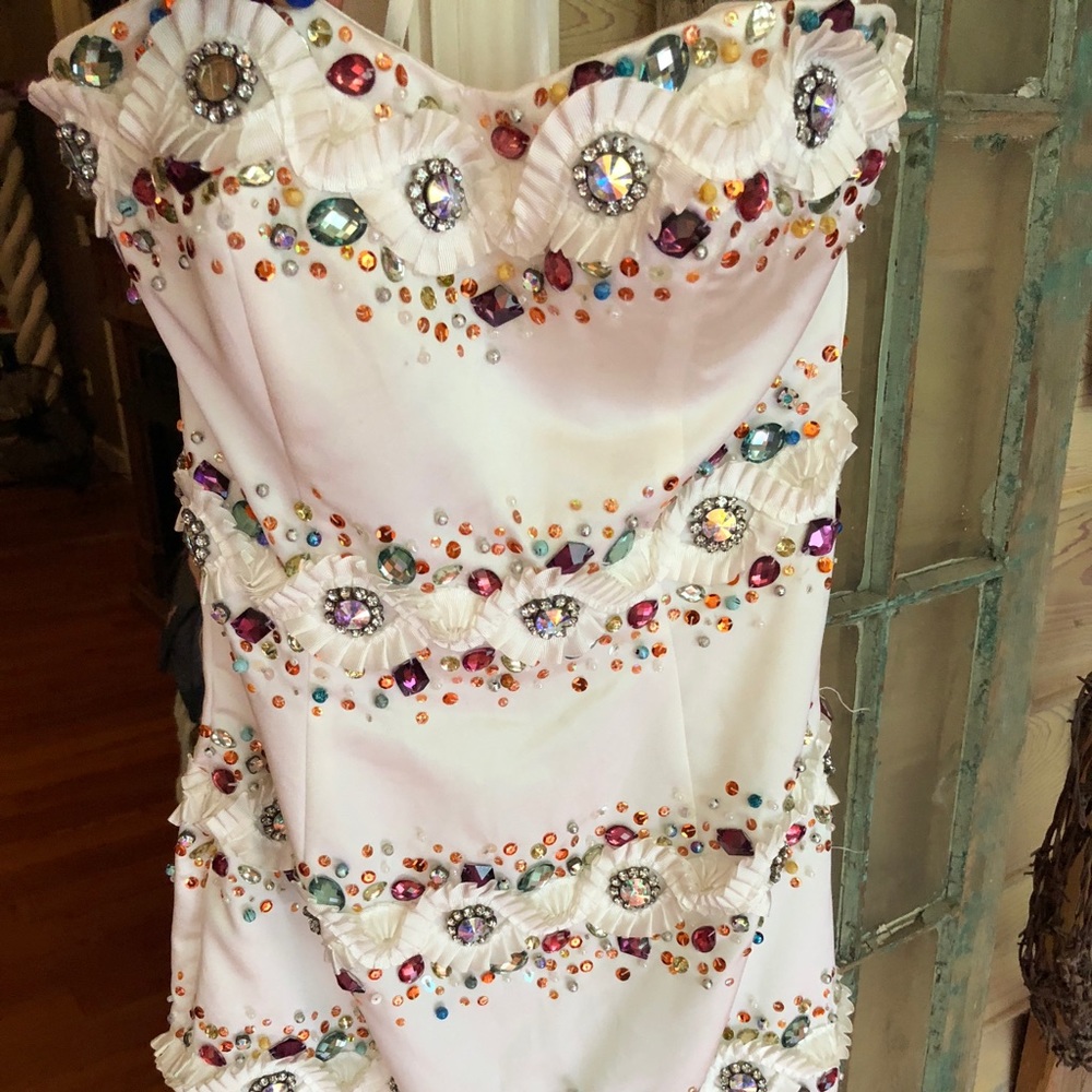 Terani Couture strapless cocktail dress